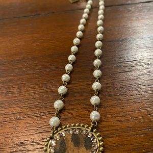 Pink Panache Leopard Pearl Rhinestone necklace